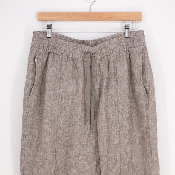 ATHLETA Retreat Linen High Rise Ankle Pant Textured Brown Size M - Picture 2 of 8
